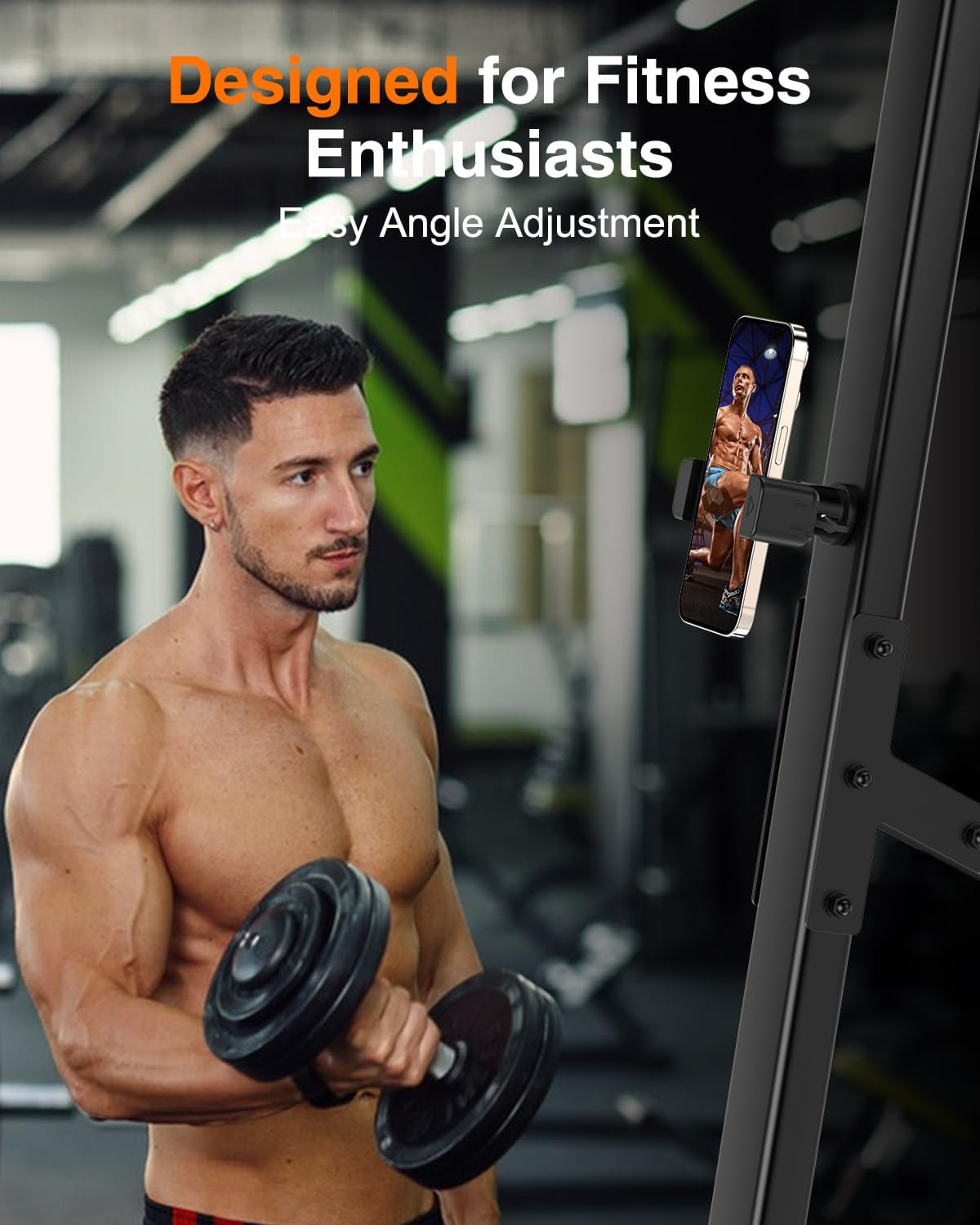 Gym Magnetic Phone Holder, 360°Adjustable, Portable Magnetic Phone Holder Mount for Gym, Attaches to Metal Surfaces, Gym Accessories for Men and Women Workout, Compatible with 4-7" Smartphones